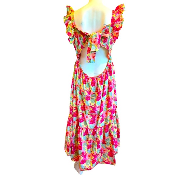 Vibrant Floral Maxi Dress with Raffles Sixe XL - Picture 3 of 10
